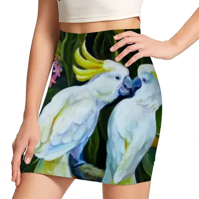 Women Unexpected Kiss Parrots Hip Skirt