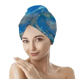 Lime Green Blue Hair Dryer Cap (Flannel)