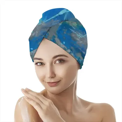 Lime Green Blue Hair Dryer Cap (Flannel)