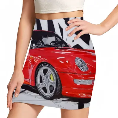 Women Porsche Turbo Red Hip Skirt