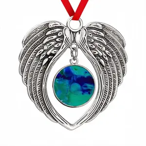 Liquid Blue Christmas Wings Pendant