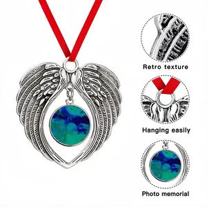 Liquid Blue Christmas Wings Pendant