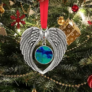 Liquid Blue Christmas Wings Pendant