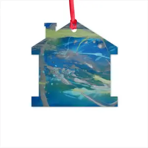 Lime Green Blue Hut Pendant (Aluminum)