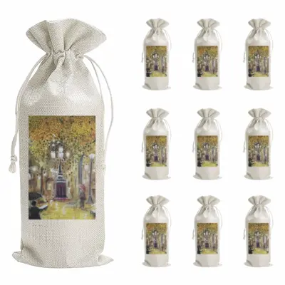 Barcelona On A Rainy Night Wine Bags (Linen)