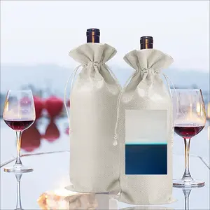 Charcoal White Teal Series 3 Wine Bags (Linen)