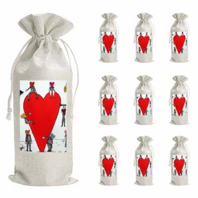 Love Is All Around Wine Bags (Linen)