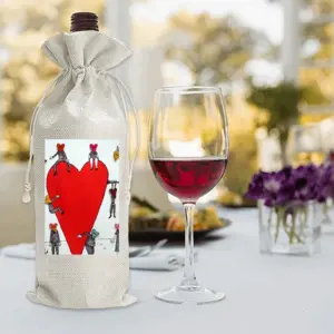 Love Is All Around Wine Bags (Linen)