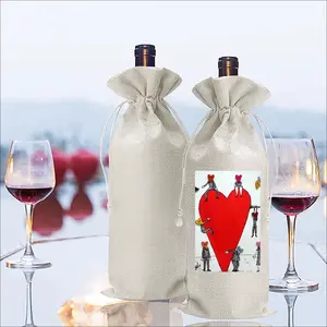 Love Is All Around Wine Bags (Linen)