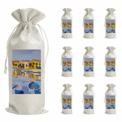 Harbor In The South Of France Wine Bags (Linen)