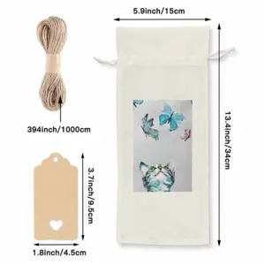 Cat And Butterflies Wine Bags (Linen)