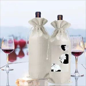 Cats Cosmos Wine Bags (Linen)