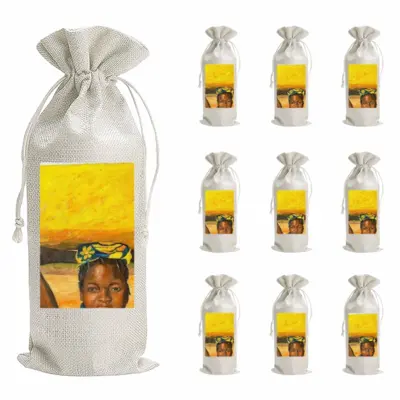 African Girls Wine Bags (Linen)