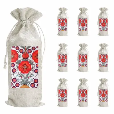 Poppy Flowers In A Pot Wine Bags (Linen)