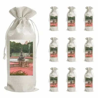 Bethesda Fountain Central Park New York City Wine Bags (Linen)