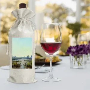 Sunrise Lake With Reeds Wine Bags (Linen)