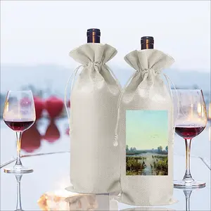 Sunrise Lake With Reeds Wine Bags (Linen)