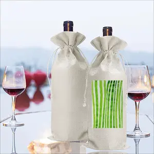 Green Lines Wine Bags (Linen)