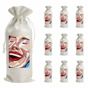 Ginger Woman Smiling Wine Bags (Linen)