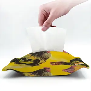 Rooster And Chickens Tissue Box (Linen)