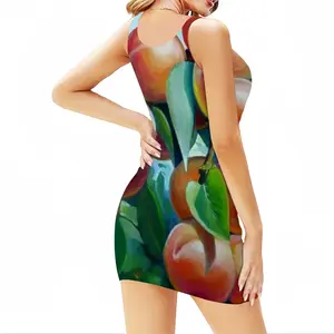 Women Apricot Branch Tank Top Dresses