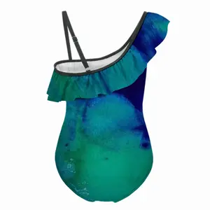 Liquid Blue Ruffle One Piece Swimsuit