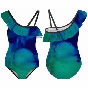 Liquid Blue Ruffle One Piece Swimsuit