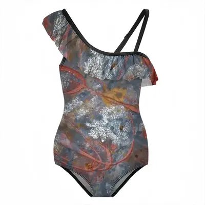 Illuminated Flecks Ruffle One Piece Swimsuit