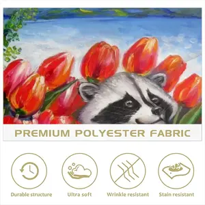 Raccoon Celebrating Spring Cloth Napkins