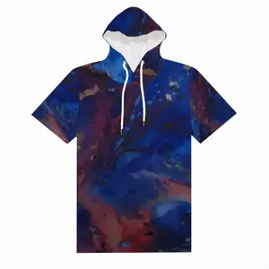 Men Silver-Blue Cotton Hooded T-Shirt