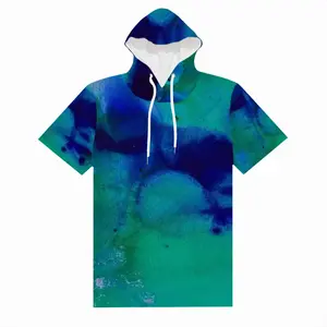 Men Liquid Blue Cotton Hooded T-Shirt