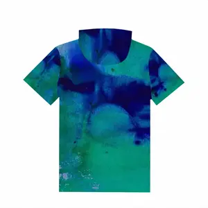 Men Liquid Blue Cotton Hooded T-Shirt