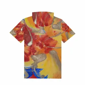 Men Flower Flame Cotton Hooded T-Shirt