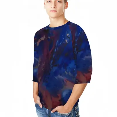 Men Silver-Blue Raglan Sleeves T-Shirt