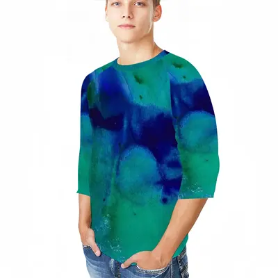 Men Liquid Blue Raglan Sleeves T-Shirt