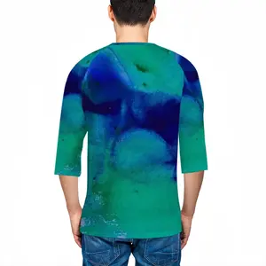 Men Liquid Blue Raglan Sleeves T-Shirt