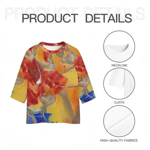 Men Flower Flame Raglan Sleeves T-Shirt