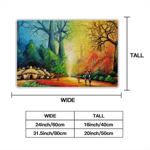 Landscape African Village Scene Polyester Mats (White Side)