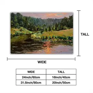 Sunset Pond With Sun Reflection Polyester Mats (White Side)