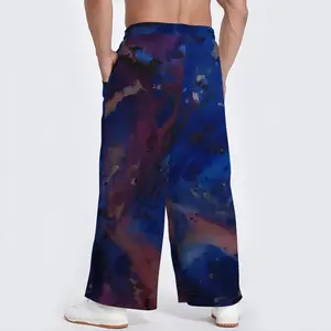 Silver-Blue Straight Leg Casual Pants