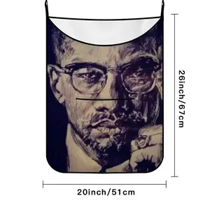 Malcolm X Portrait Hanging Dirty Clothes Bag