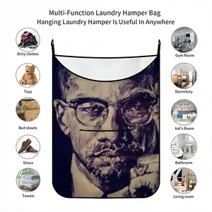 Malcolm X Portrait Hanging Dirty Clothes Bag