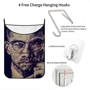 Malcolm X Portrait Hanging Dirty Clothes Bag