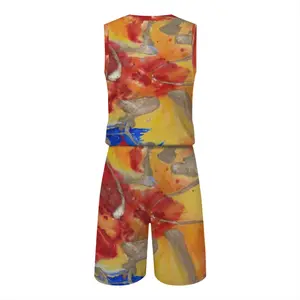 Men Flower Flame Basketball Jersey Suit