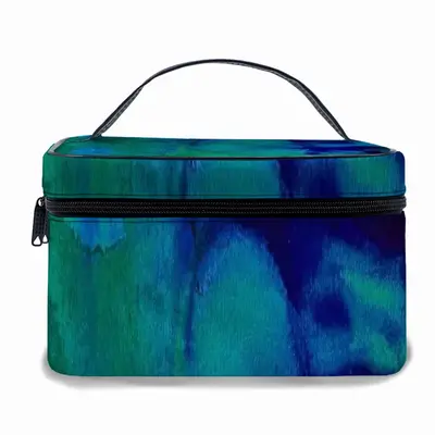 Liquid Blue Leather Cosmetic Bag