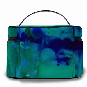 Liquid Blue Leather Cosmetic Bag