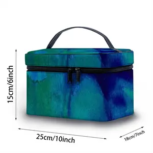 Liquid Blue Leather Cosmetic Bag