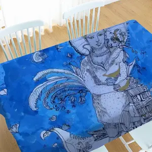 Drawing Ink - Blue Diva Tablecloth (Square)