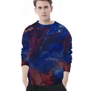 Men Silver-Blue Long Sleeve T-Shirt (Cotton)