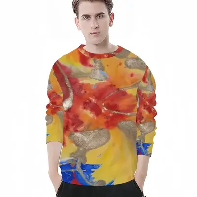 Men Flower Flame Long Sleeve T-Shirt (Cotton)